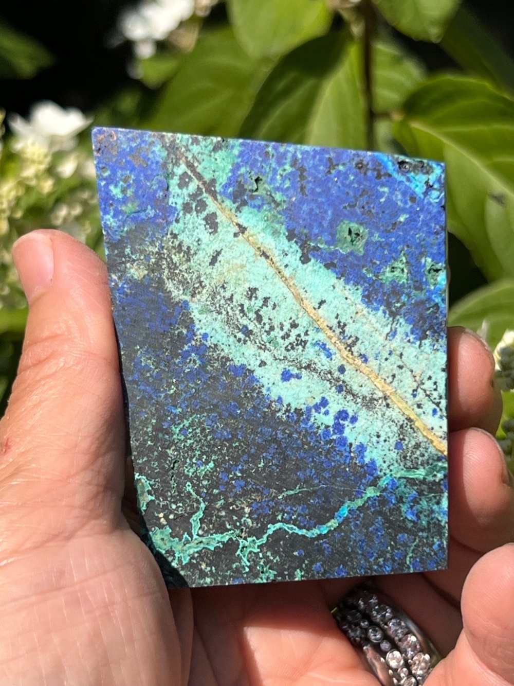 Azurite (2) slab with stand | crystal